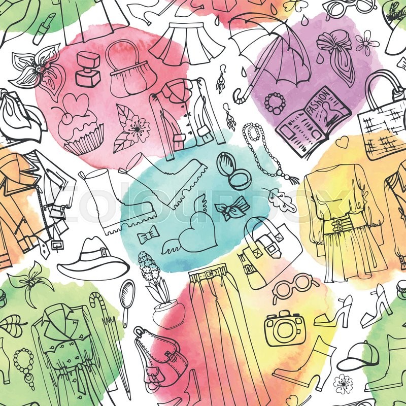 800x800 Spring Fashion Seamless Pattern.vector Hand Drawing Womens - Spring Season Sketch