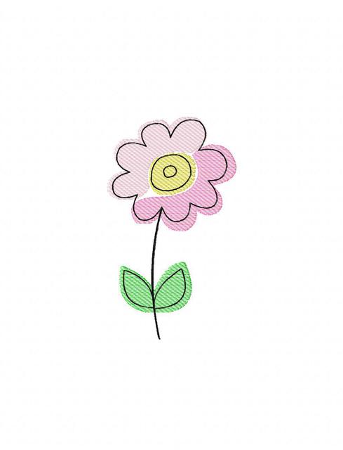 489x640 Spring Flower 1 Sketch Embroidery Design - Spring Sketch