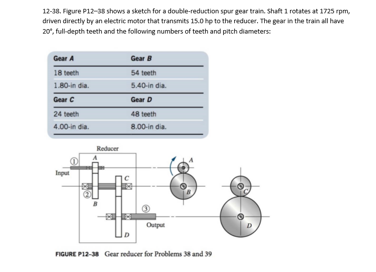 761x551 Solved Figure P12 38 Shows A Sketch For A Double Reductio - Spur Gear Sketch