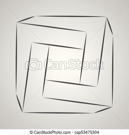 450x470 Sketch Paradox Square. Vector Tetragon. Penrose Shape On... Vector - Square Sketch