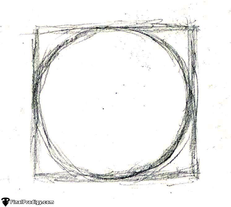 747x667 Start Out With A Basic Sketch Of A Circle. The Square Makes It - Square Sketch