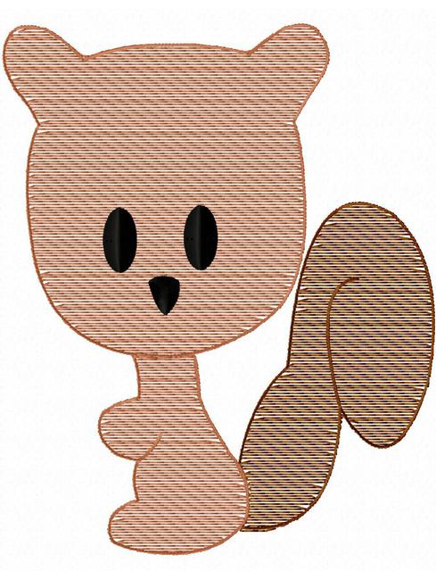 489x640 Squirrel Primitive Sketch Embroidery Design - Squirrel Sketch