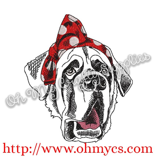 550x550 Saint Bernard Sketch Embroidery Design - St Bernard Sketch