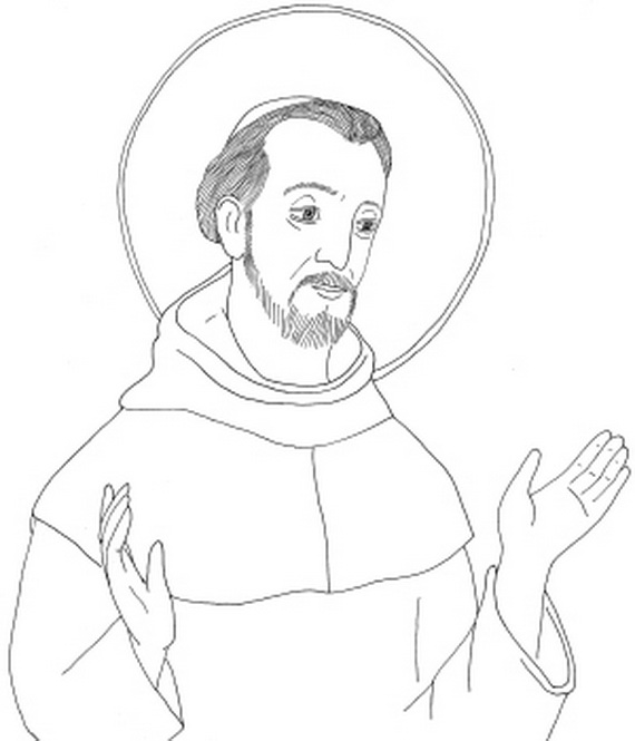 570x665 St. Francis Of Assisi Coloring Pages For Catholic Kids - St Francis Of Assisi Sketch