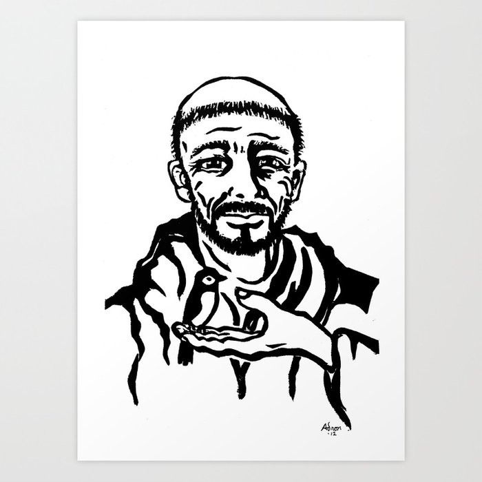 700x700 St. Francis Of Assisi Black And White Block Print Style Art Print - St Francis Of Assisi Sketch