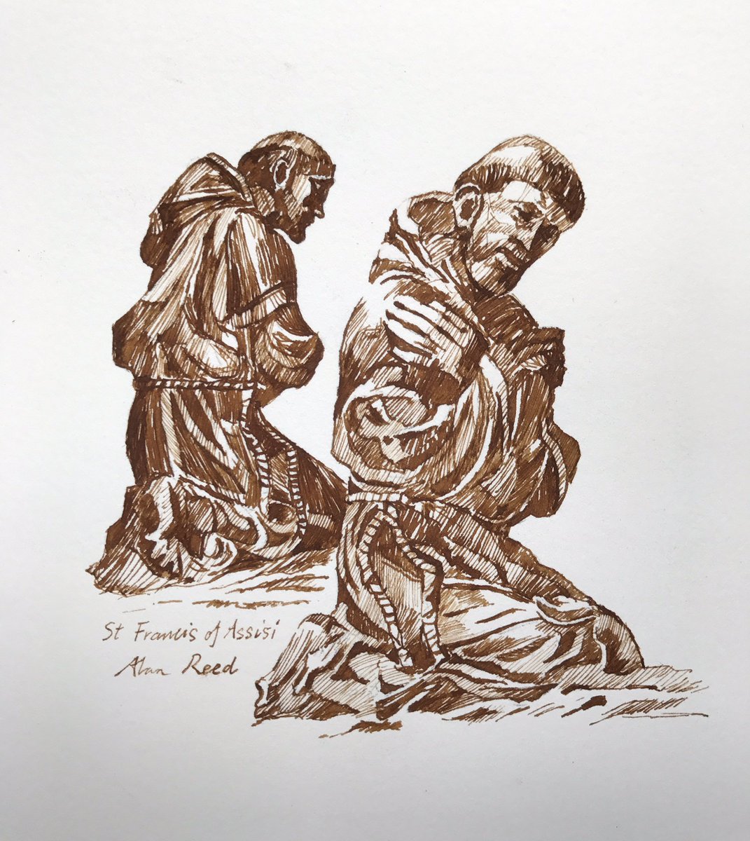 1071x1200 Alan Reed On Twitter Pen Amp Ink Drawing Of St Francis Of - St Francis Of Assisi Sketch