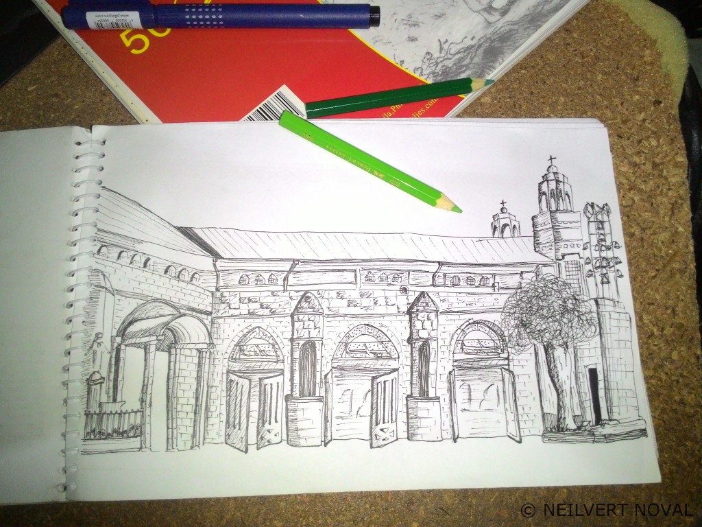 1024x768 Rough Sketch National Shrine Of St.joseph Coded Incantation - St Joseph Sketch