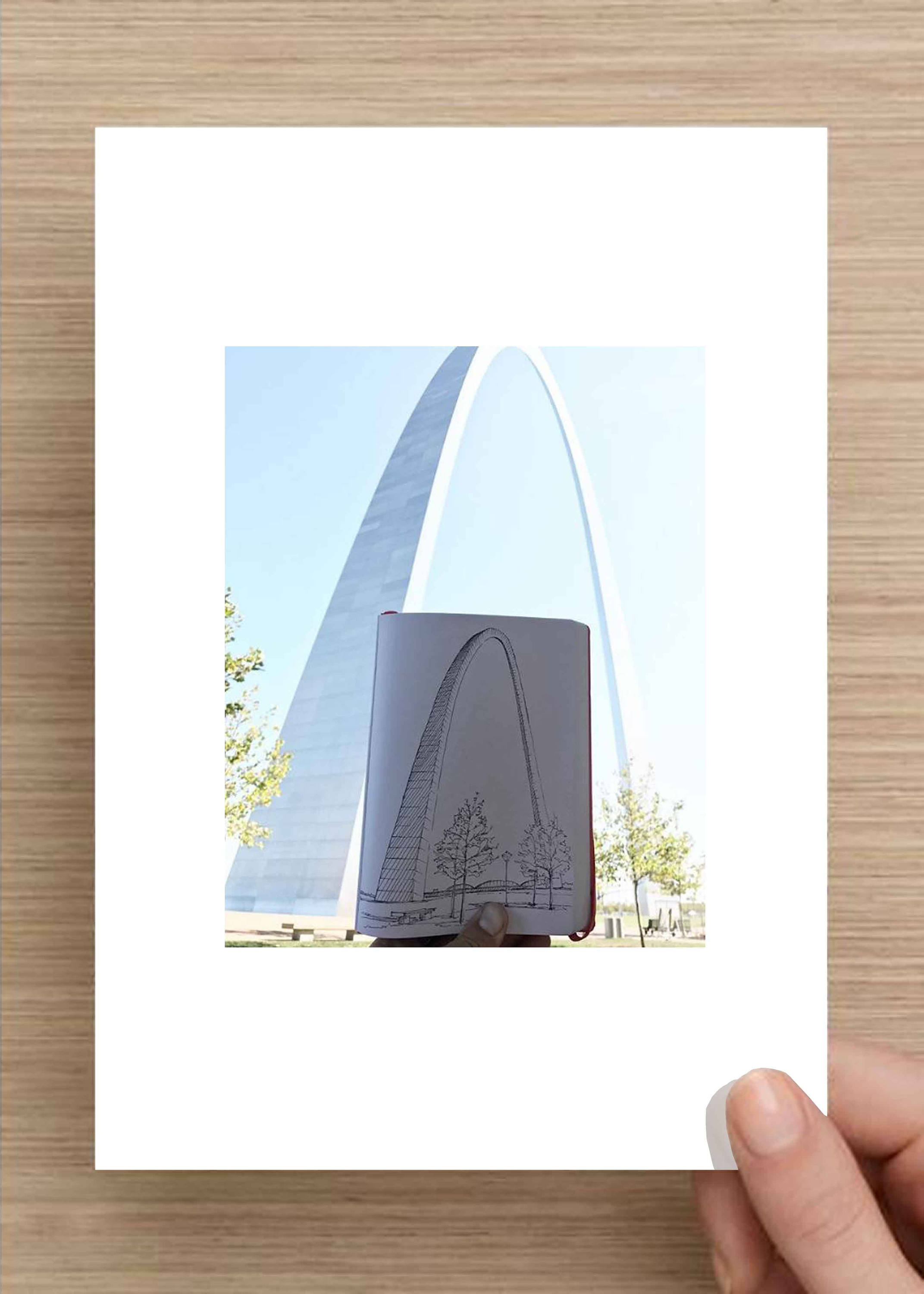 2143x3000 Ink Sketch Of St Louis Arch In Missouri - St Louis Arch Sketch