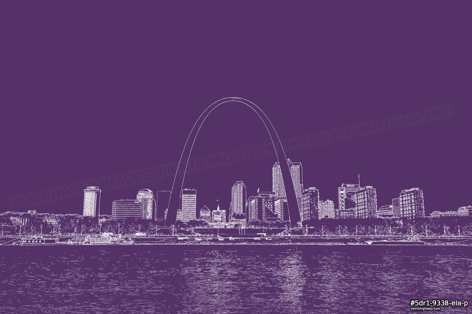 2000x1333 Pencil Sketch, White On Violet - St Louis Arch Sketch