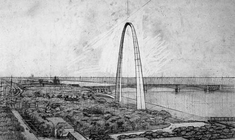795x475 The Idea That Changed A City. Eero Saarinen Sketch Of Gateway Arch - St Louis Arch Sketch