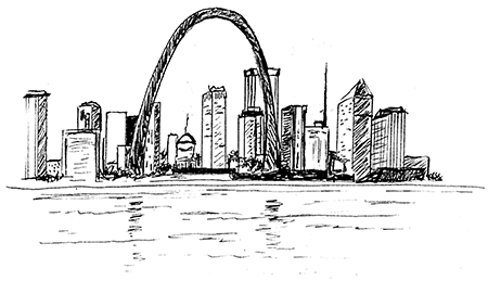 450x259 Ba381 St. Louis Arch Cling Stamp - St Louis Arch Sketch
