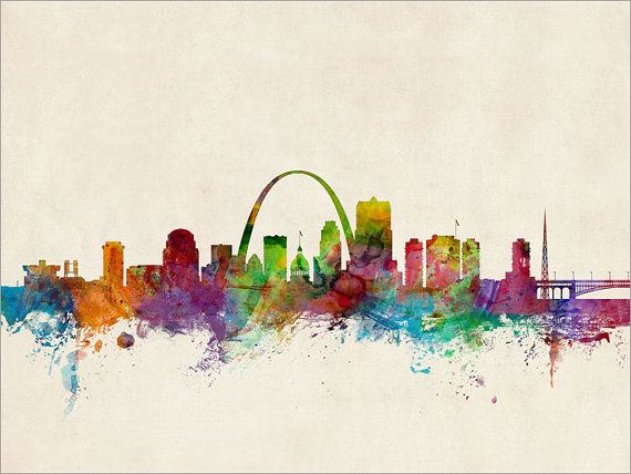 570x428 St Louis Skyline, St Louis Missouri Cityscape Art Print (984) In - St Louis Skyline Sketch
