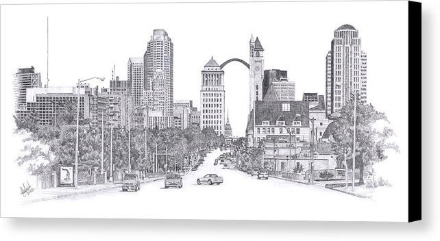 642x352 St Louis Skyline Canvas Print Canvas Art By Andrew Aagard - St Louis Skyline Sketch