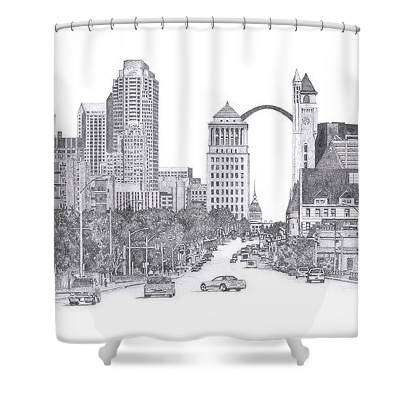 800x800 St Louis Skyline Shower Curtain For Sale By Andrew Aagard - St Louis Skyline Sketch