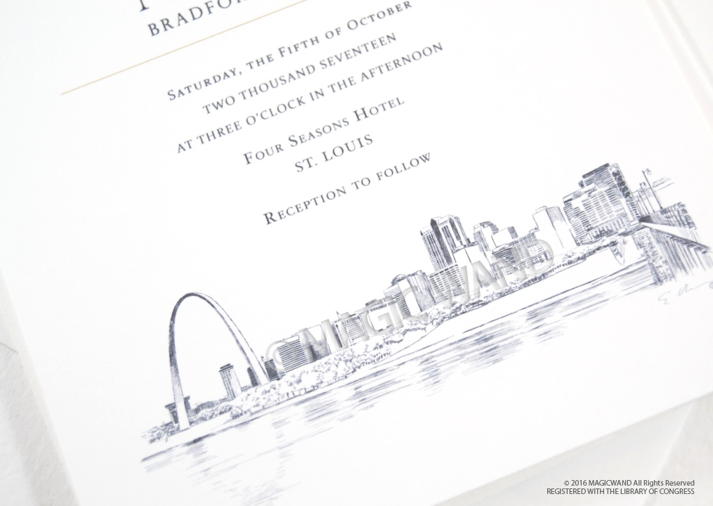 1015x720 St. Louis Skyline Wedding Invitations - St Louis Skyline Sketch