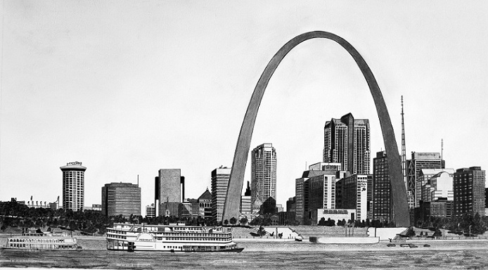 694x384 St. Louis Skyline - St Louis Skyline Sketch
