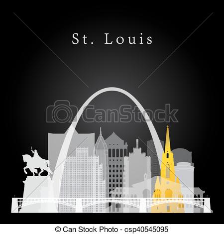 450x470 St. Louis Skyline Background. Vector Silhouette Graphic Depicting - St Louis Skyline Sketch