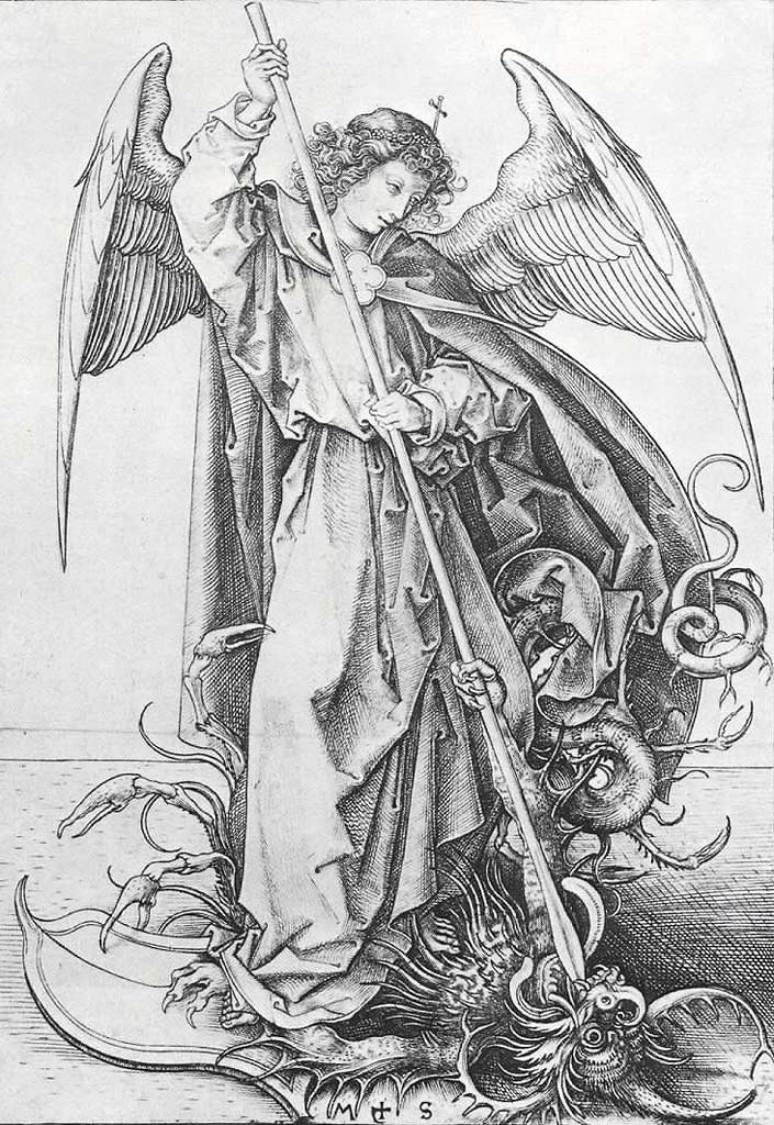 705x1024 Martin Schongauer - St Michael Sketch