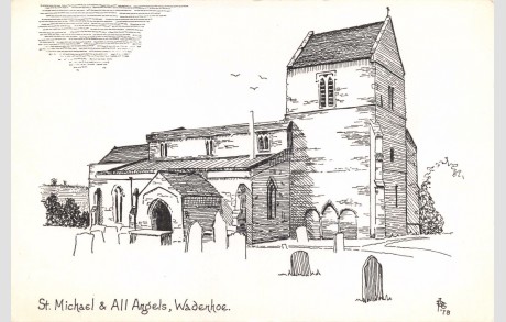 460x293 Postcard Art Sketch Wadenhoe St. Michael Amp All Angels Church - St Michael Sketch