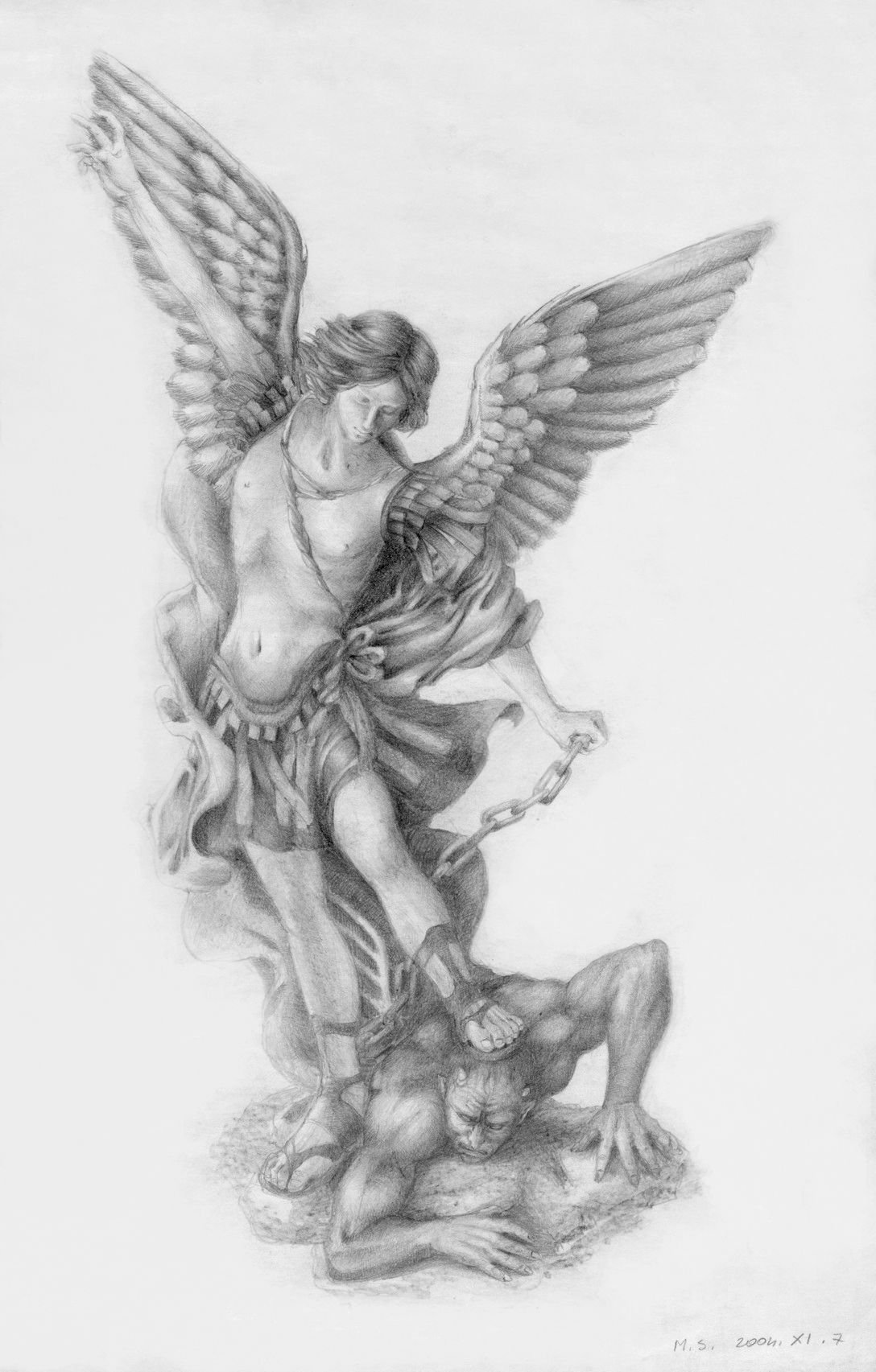 1088x1705 St. Michael Defeating Devil By Mikhaild Saint Michael The - St Michael Sketch