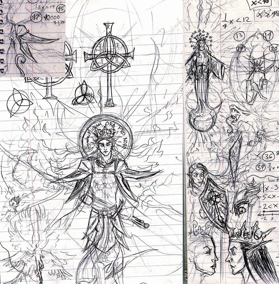 900x917 Another St. Michael Sketch By Theophilia - St Michael Sketch