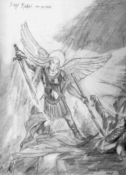 500x694 St. Michael The Archangel By Aodhagain - St Michael The Archangel Sketch