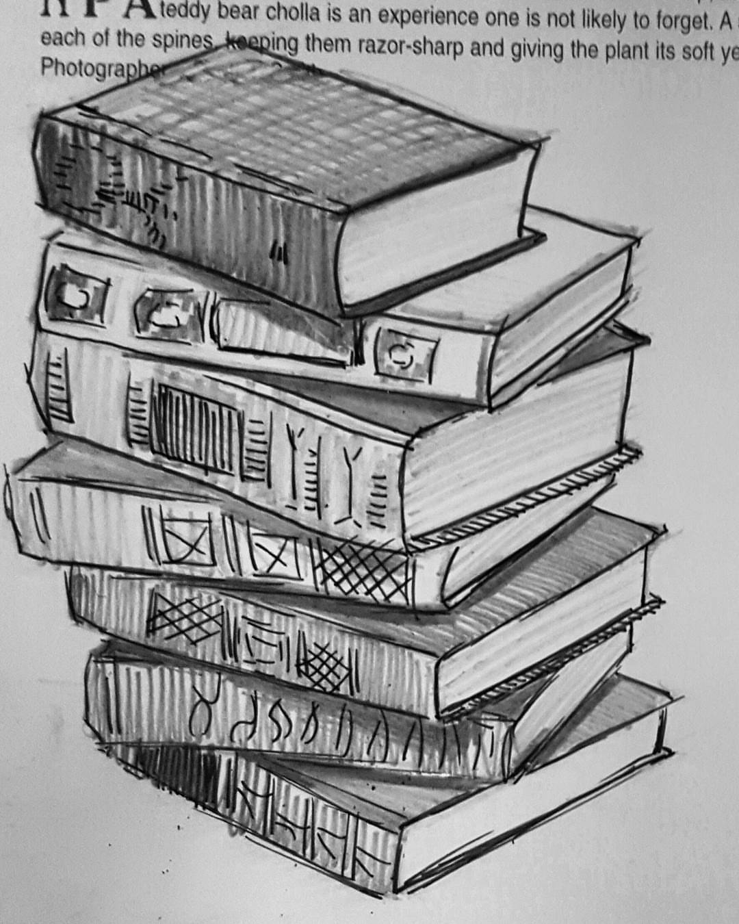 1080x1350 Sketch Of A Stack Of Books - Stack Of Books Sketch