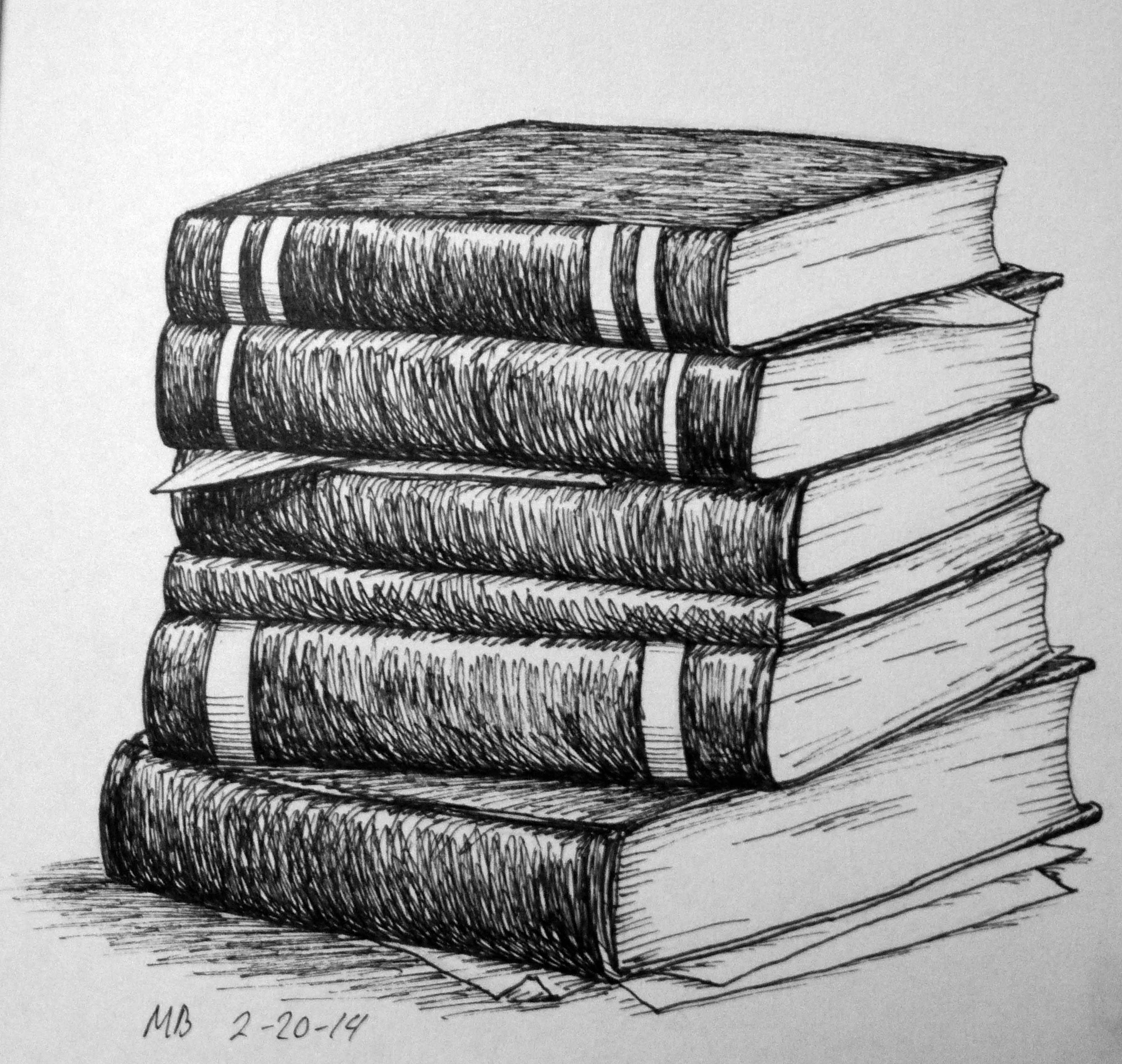 2676x2538 Stack Of Books Pencil Drawing - Stack Of Books Sketch