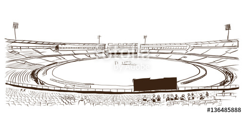 500x236 Sketch Of Cricket Stadium In Vector. Stock Image And Royalty Free - Stadium Sketch