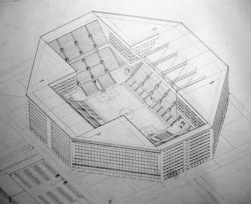 500x407 Sketch Stadium Design - Stadium Sketch