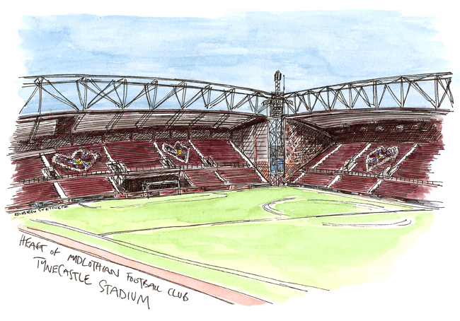 650x454 Edinburgh Sketcher A Tynecastle Sketch For Hearts Football Club - Stadium Sketch