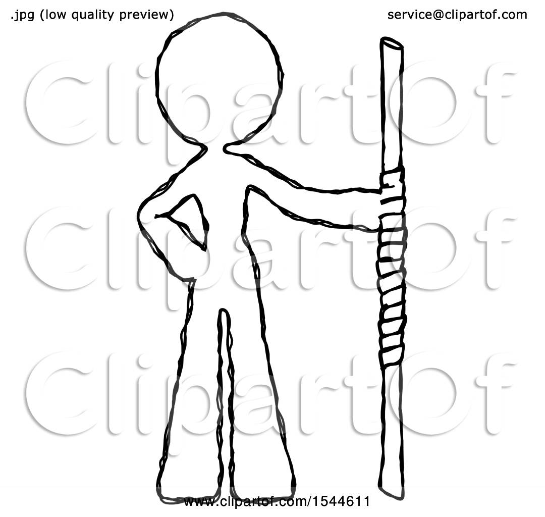 1080x1024 Sketch Design Mascot Woman Holding Staff Or Bo Staff By Leo - Staff Sketch