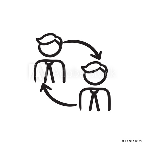 500x500 Staff Turnover Sketch Icon. - Staff Sketch