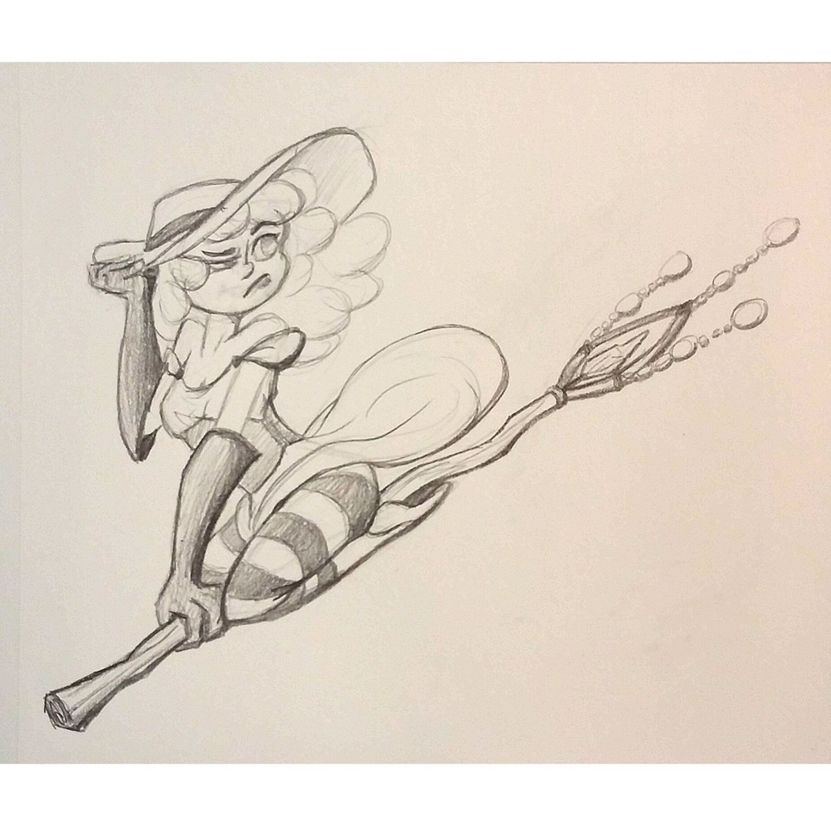 1200x1199 Brookemadar On Twitter Day 52 Of Daily Doodle! A Witch Flying - Staff Sketch
