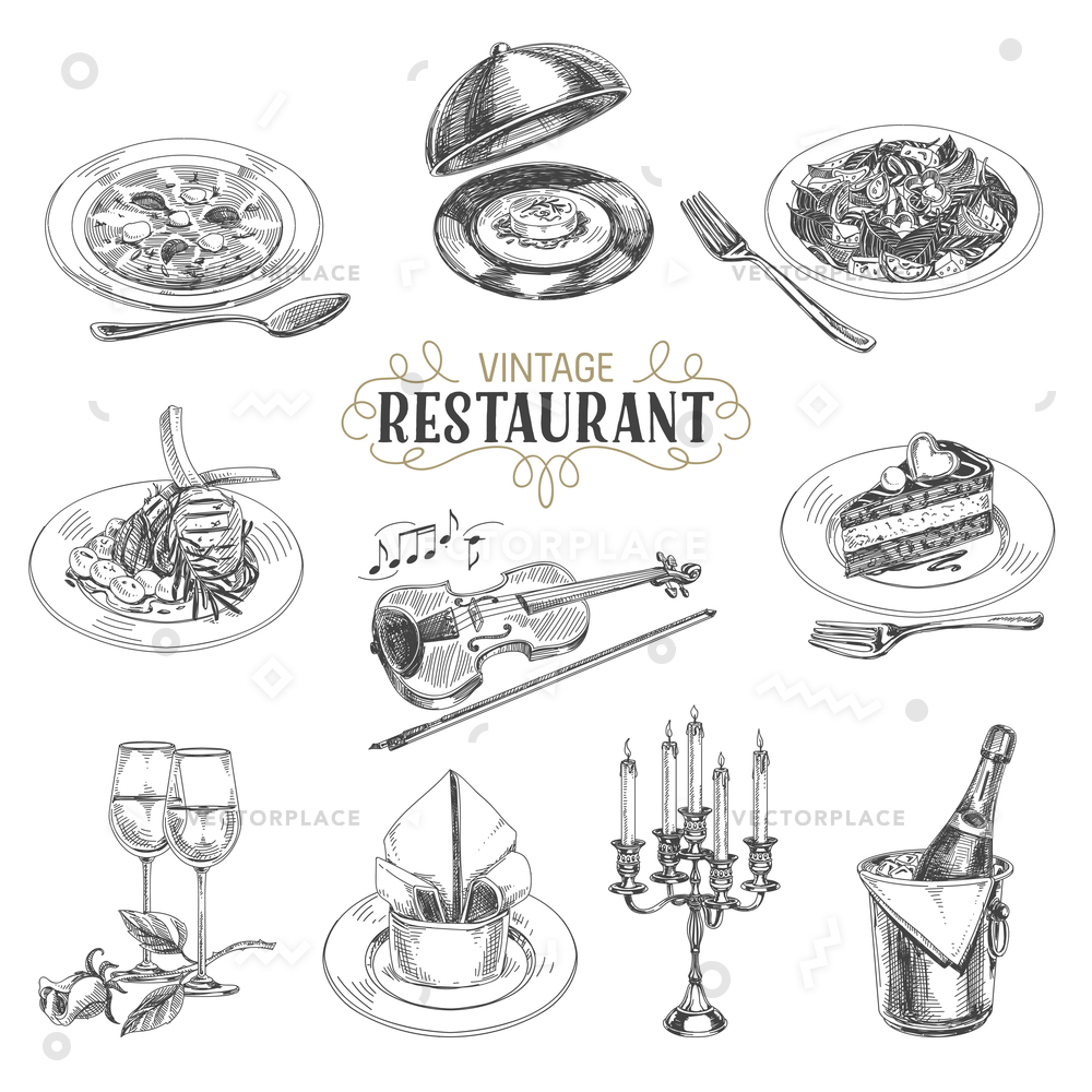 1000x1000 Hand Drawn Retro Restaurant Staff Sketch Vector Illustration 46967 - Staff Sketch