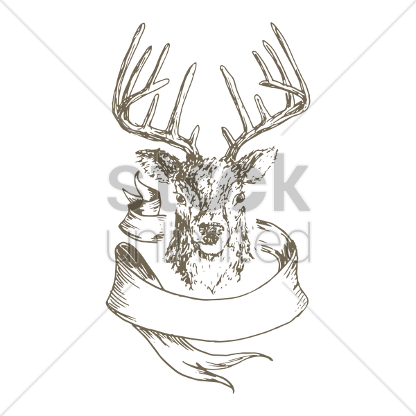 600x600 Stag Head Emblem Vector Image - Stag Head Sketch