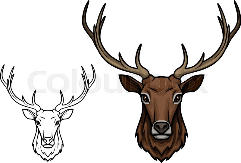 800x541 Deer Or Reindeer Sketch Vector Icon. Wild Forest Stag Or Elk With - Stag Sketch