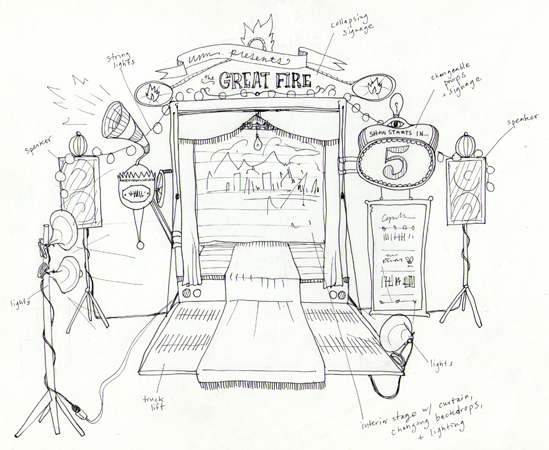 549x450 In The Making The Great Fire - Stage Sketch