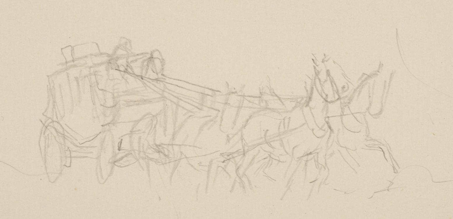 1552x750 Stagecoach Charles Marion Russell - Stagecoach Sketch