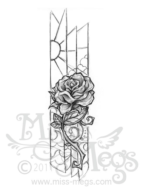 482x650 Stained Glass Rose - Stained Glass Sketch