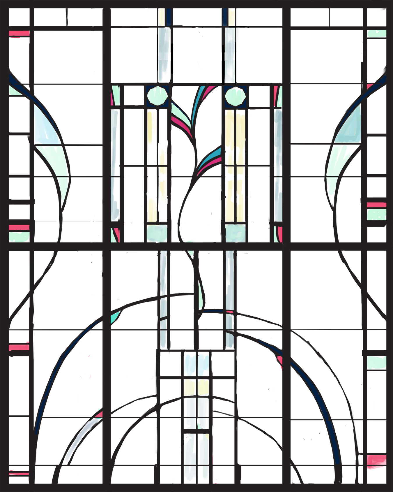 1350x1688 The Fig House Stained Glass Design Judson Studios - Stained Glass Sketch