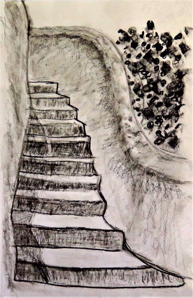 664x1024 Afternoon Stairs Sketch (2) Large E Mail View Travels With Picasso - Stairs Sketch