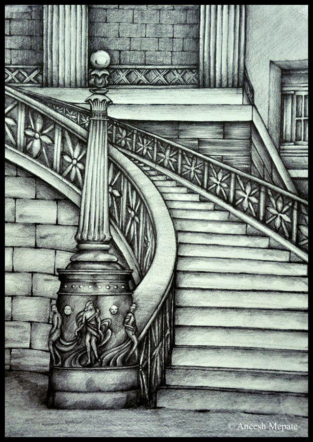 638x900 Pencil Sketch - Stairs Sketch