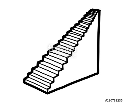 500x417 Stairs Cartoon Vector And Illustration, Black And White, Hand - Stairs Sketch