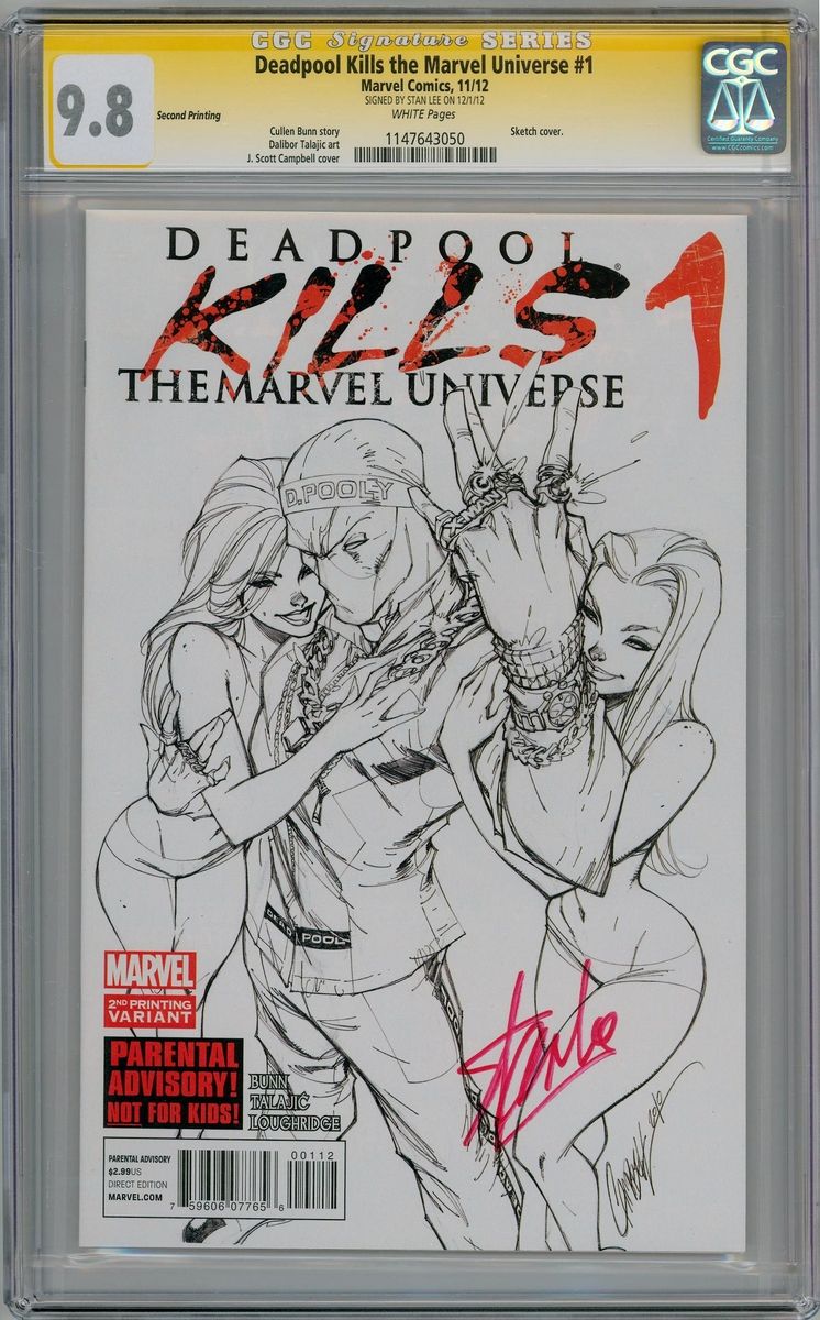 746x1200 Deadpool Kills Marvel Universe 1 Sketch Variant Cgc 9.8 Signature - Stan Lee Sketch