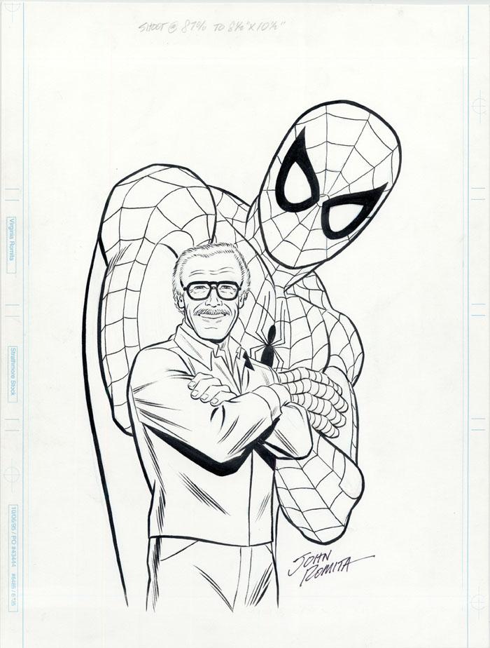 700x924 Spider Man And Stan Lee Original Artwork For How To Draw Comics - Stan Lee Sketch