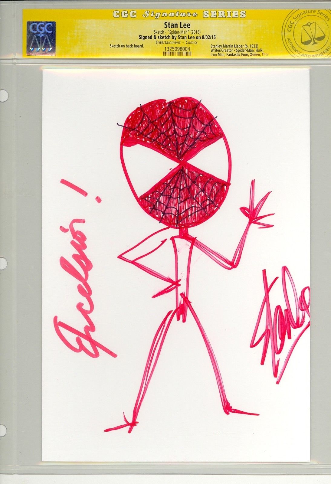 1094x1600 Cgc Signature Series Certified Stan Lee Sketch Spider Man - Stan Lee Sketch