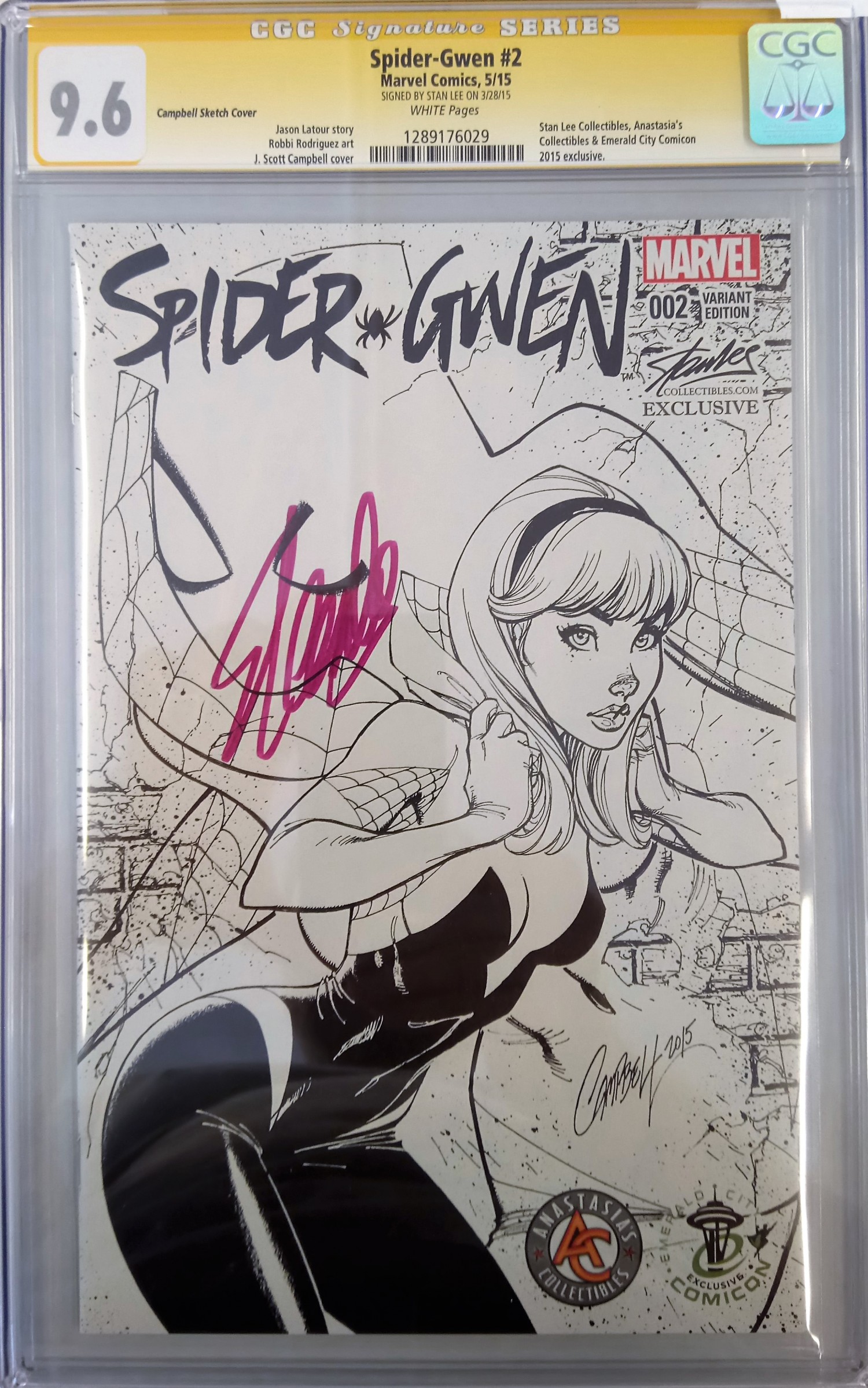 1500x2398 Cgc Ss 9.6 Spider Gwen - Stan Lee Sketch