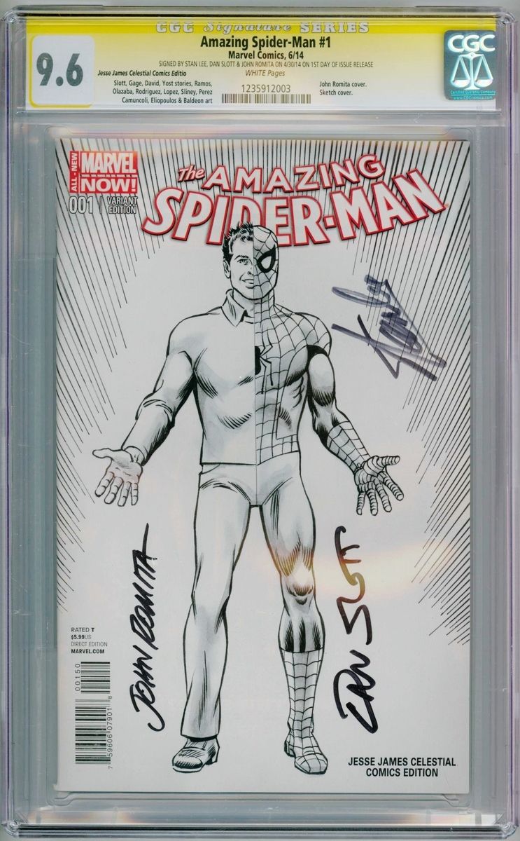 743x1200 Amazing Spider Man 1 Celestial Sketch Variant 2014 Cgc 9.6 - Stan Lee Spiderman Sketch