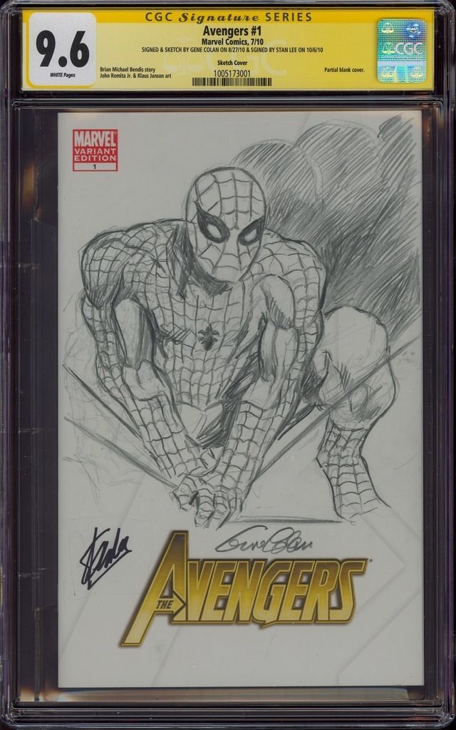 640x1024 Avengers 1 Cgc 9.6 2x Ss Gene Colan Sketch Art Spider Man Signed - Stan Lee Spiderman Sketch
